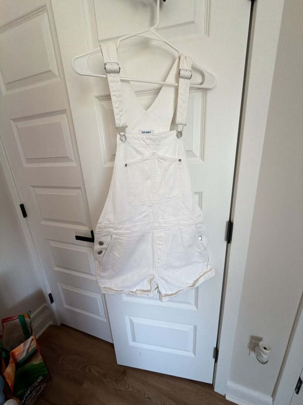 Old Navy Women's White Denim Shortalls